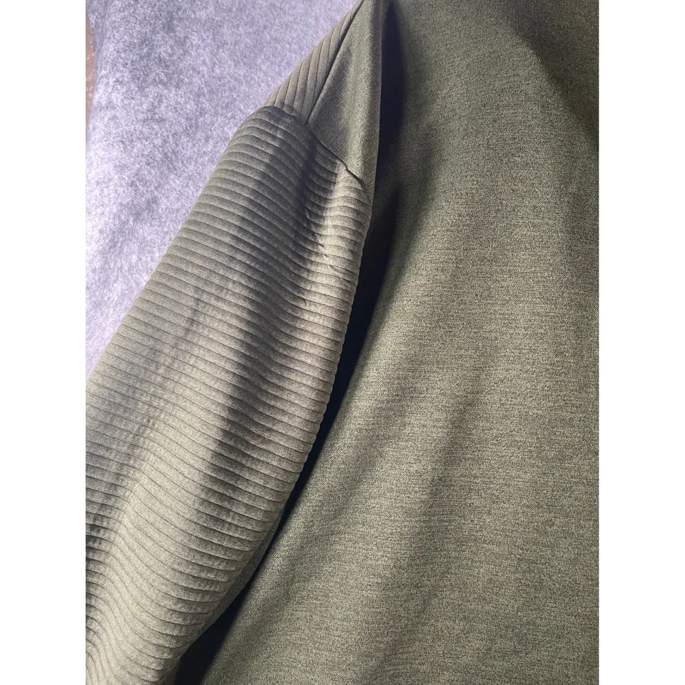 Callaway Mens XL Quarter Zip Pullover Olive Green Textured Fleece Golf Jacket